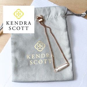 Kendra Scott Mother of Pearl Rose Gold Adjustable Bar Chain Bracelet